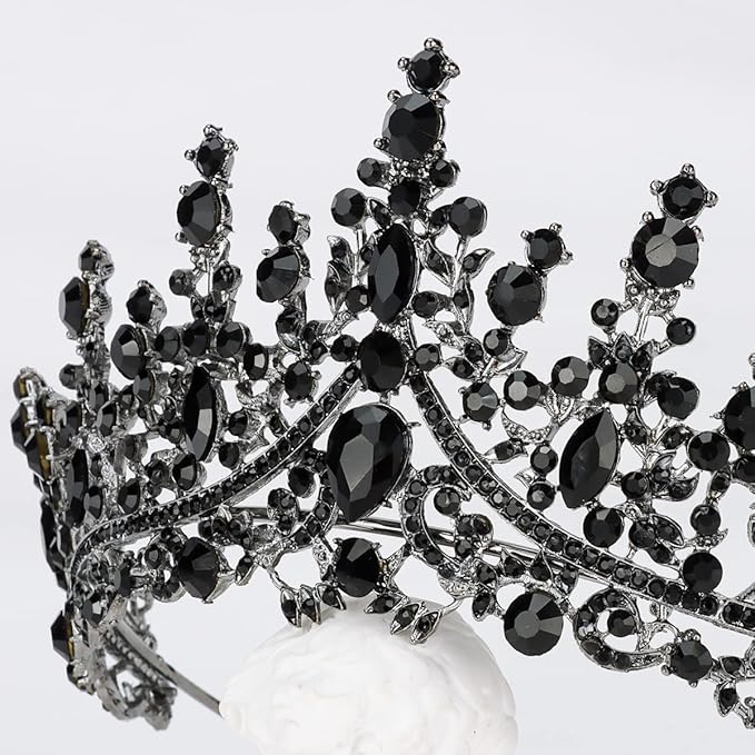 TOBATOBA Black Tiaras and Crowns for Women, Gothic Wedding Tiara, Black Swan Crown Gothic Halloween Costumes for Women Prom Cosplay Accessories