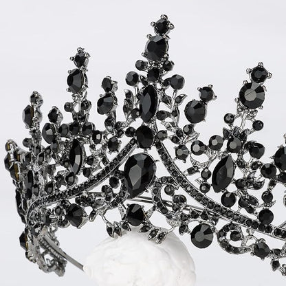 TOBATOBA Black Tiaras and Crowns for Women, Gothic Wedding Tiara, Black Swan Crown Gothic Halloween Costumes for Women Prom Cosplay Accessories