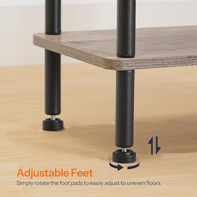 HOOBRO Narrow Side Table, 3-Tier Slim End Table No Tools Needed, Twist-On Assembly, Skinny Nightstand Sofa Storage Shelf for Living Room, Bedroom, Study, Greige and Black BG246BZ01