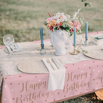 Rose Gold & Pink Sweet 16 Birthday Bundle: Party Supplies Set with paper Plates, Napkins, Cups, Tablecloth & Banner - Sweet Sixteen Decorations, Party Favors ，Serves 25
