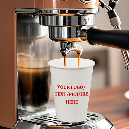Custom Paper Cups, Personalized Disposable Cups With Photo/Logo/Text, Custom Logo Printed Paper Coffee Cup for Company Office Coffee Shop Party Wedding Events, 8oz/12oz/16oz