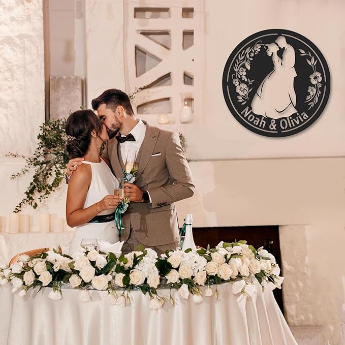 Personalized Anniversary Wedding Gifts for Couples, Metal Signs Customized, Family Name Sign, Metal Art Wall Decor, Home Decor, Valentines Day Gifts, Engagement Bridal Shower Gifts Color05