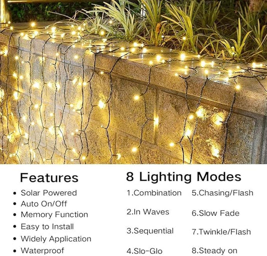 Joomer Solar Christmas Lights Outdoor, 2 Pack Total 144FT 400 LED 8 Modes Waterproof Solar Christmas Lights for Christmas Decoration (Warm White)