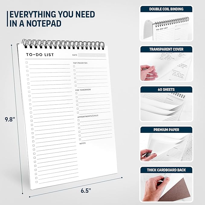 Of a Happy Kind To Do List Notepad: With Multiple Functional Sections - 6.5 x 9.8 60 Sheets - Spiral Daily Planner Notebook - Task CheckList Organizer Agenda Pad for Work - Note and Todo Organization