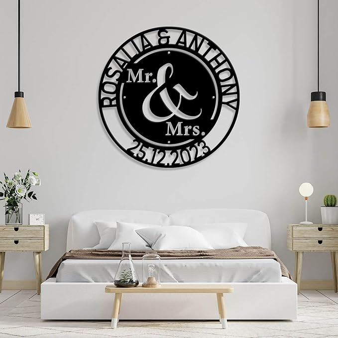 Wedding Gifts for Couples 2025 Name Signs for Home Personalized Metal Wall Decor Custom Family Name Sign Personalized Anniversary Wedding Gift