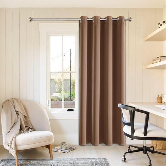 ChrisDowa Grommet Blackout Curtains for Bedroom - Thermal Insulated Room Darkening Curtains for Living Room (1 Panel Set, Cappuccino, 52W x 72L)