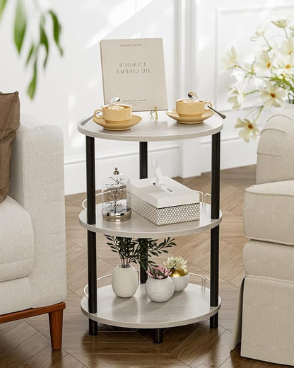 Small Nesting Coffee Table - 3-Tier Oval Accent Table for Small Spaces, Rustic Wood and Metal Couch End Table, Nightstand for Bedroom or End Table Living Room, Easy to Assemble, Greige