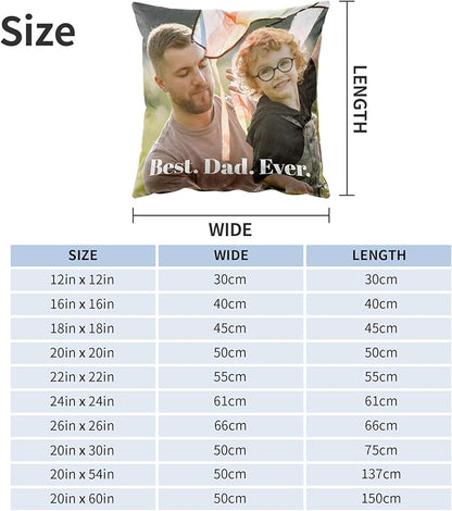 Easycosy Custom Velvet Pillowcase, 12"x12", Personalized Photo & Text, Two-Sides, Father's Day Gift (Optional Pillow Insert)