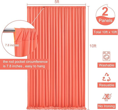 10x10 Orange Backdrop Curtain for Parties Wrinkle Free Orange Photo Curtains Backdrop Drapes Fabric Decoration for Wedding Birthday Party Baby Shower 5ft x 10ft,2 Panels