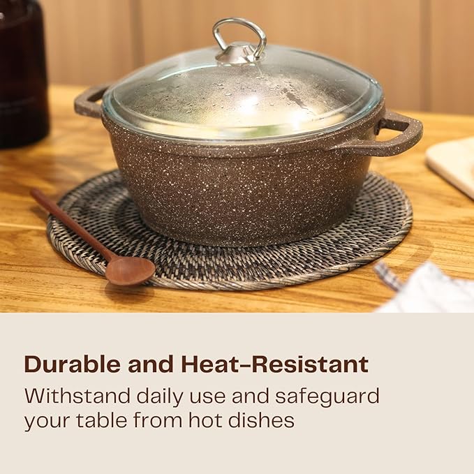2-Pack Rattan Placemats - 13-inch Round Placemats (Blackwash) - Woven Place Mats, Round Table Mats - Wicker Chargers for Dinner Plates, Plate Chargers Boho - Rattan Decor, Kitchen Table Decor