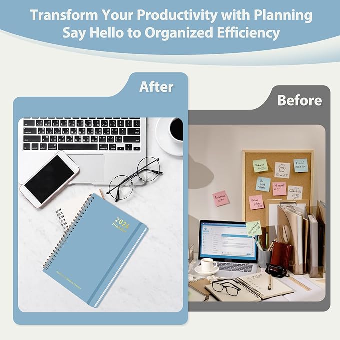 2026 Planner, Weekly and Monthly Calendar Academic Planner, Jan 2026 - Dec 2026, 8.5‘’ x 11'', Planning Agenda Book for Desk Accessories and School Supplies - Letter Size