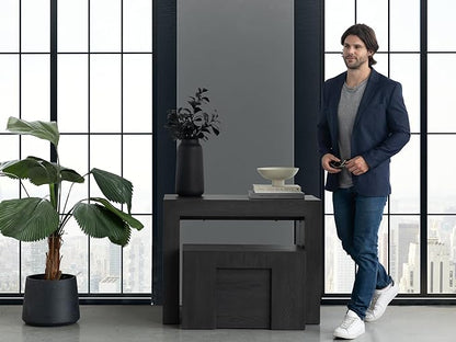 Transformer Table - Solid Wood Extendable Dining Table, Seats 2-12, Expandable Dining Room Table, Space-Saving Furniture, Kitchen and Dining Room Furniture (Black, Table + Bench + 4 Chairs)