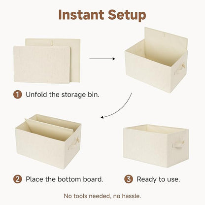 StorageWorks Closet Organizers and Storage Bins, Shelf Baskets for Clothes Storage, Fabric Storage Bins for Organization, Beige(NaturWeave Fabric), 3-Pack, Extra Large