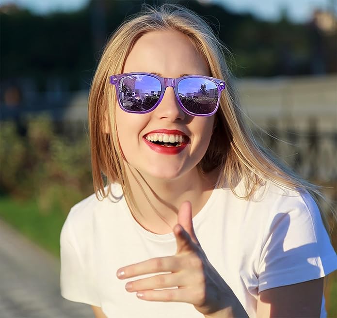 Eyegla 8/12/18 Pack Neon Sunglasses Bulk Colorful Multipack Party Sunglasses Retro Glasses Party Favor for Adult Men Women