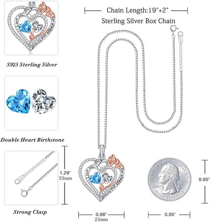 Iefil Christmas Gifts for Wife Women - 925 Sterling Silver Double Birthstone Necklace, Anniversary Birthday Gifts for Women, Jewelry Gift for Wife Girlfriend Mom Her