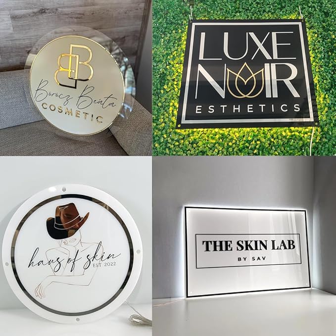 Custom Business Logo Neon Sign - Personalized Backlit Floating Sign with Illuminated Metal & Acrylic, Custom Storefront Logo Light for Salon, Nail, Hair Studio, Office, Bar & Shop Decor