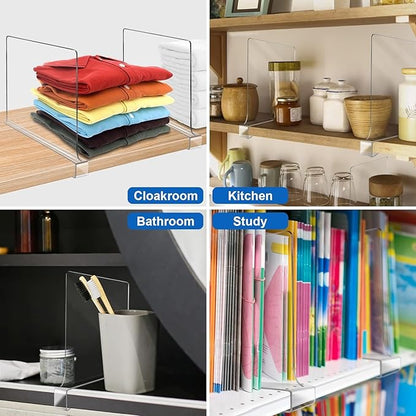 12 Inches Tall [Extra Tall Version] Shelf Dividers for Closet Organization and Storage, 10 Pack Purse Organizer for Closet Acrylic Bookshelf for Organization, Perfect for Sweater Shirts Handbags