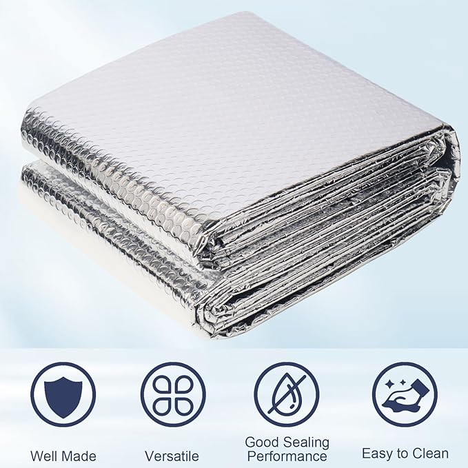 Double Reflective Bubble Foil Insulation Foam, 47IN X 15FT Aluminum Foil Thermal Insulation Radiant Barrier for Windows, Garage Door, RV, Roof