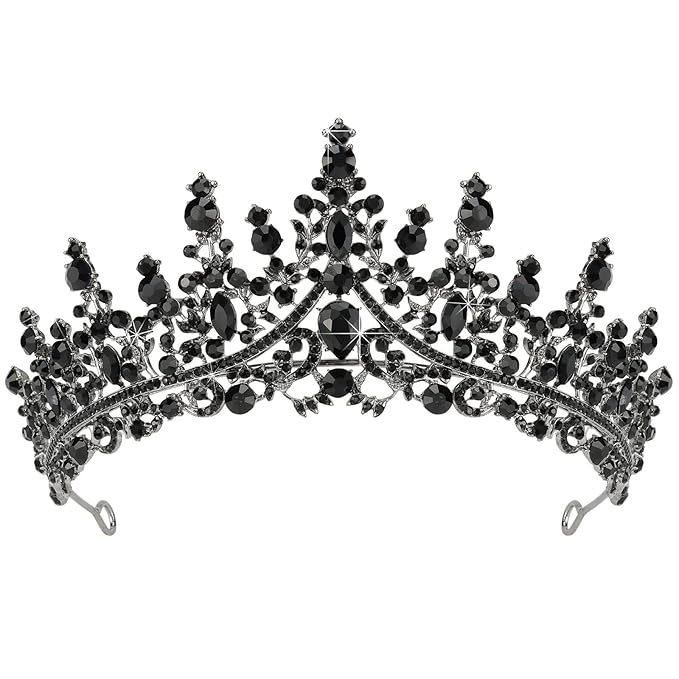 TOBATOBA Black Tiaras and Crowns for Women, Gothic Wedding Tiara, Black Swan Crown Gothic Halloween Costumes for Women Prom Cosplay Accessories