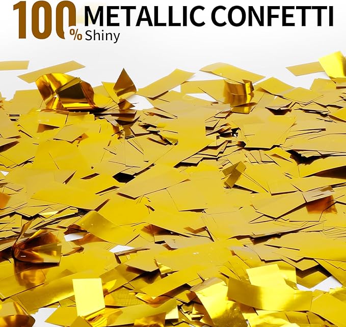 Gold Confetti Poppers Cannon, 6 Pack WERISE Party Gold Mylar Party Poppers Shooters for Birthday, Wedding, Graduation New Year Celebration 12 Inch
