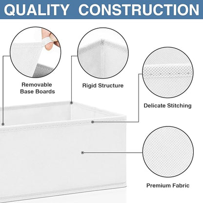 Criusia Drawer Organizer Clothes, 24 Pack Dresser Organizer Bins for Nursery Bedroom, Closet Organization and Storage Dividers for Clothing, Baby Clothes, Underwears, Socks (White)