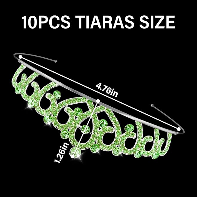 10 Pcs Green Tiaras Crowns Headbands for Women Girls, Bulk Princess Tiana Crown Tiara Costume Accessories for Halloween Outfit Cosplay Party Prom Quinceanera Pageant Tiana Crown
