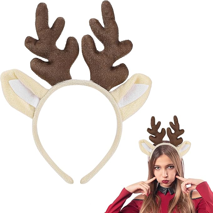 DIVINA VITAE Christmas Reindeer Antlers Headband Cute Antler Headband Headpiece Womens Deer Antlers Costume