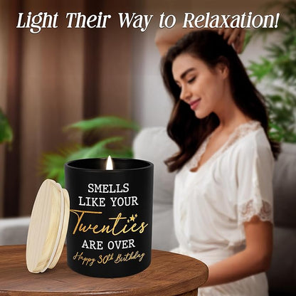 Christmas 30th Birthday Gifts for Men Women - Vanilla Lavender Candle 10oz - 1995 30th Birthday Decorations for Him Her, 30 Year Old Bday Gifts for Daughter Sister Wife Husband, 30 Candles