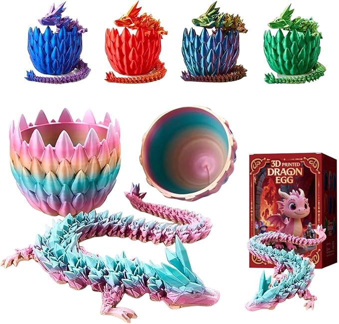 15inch 3D Printed Dragon Eggs Fidget Toys,Mystery Crystal Dragon Egg for Easter Basket Stuffers, Easter Toys & Decor – Unique Easter Basket Essentials for Kids & Collectors