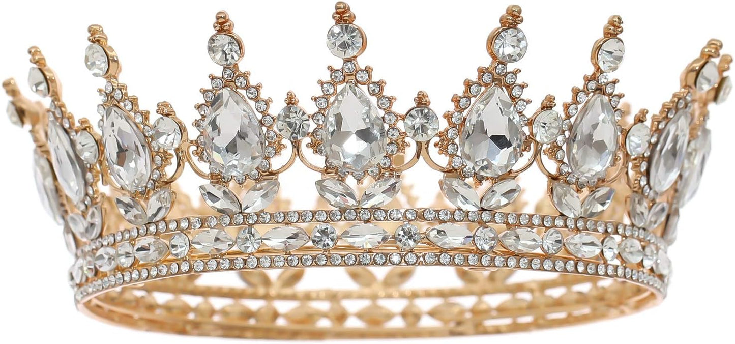FORSEVEN Queen Crown Rhinestone Wedding Crowns and Tiaras for Women Costume Party Hair Accessories Princess Birthday Crown Crystal Bridal Crown Christmas Decorations Headband