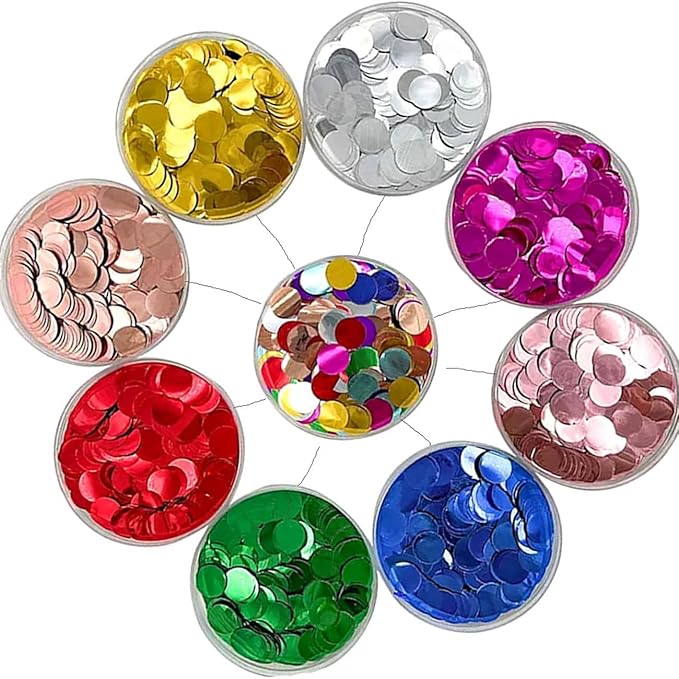 Multicolor Metallic Shiny Round Confetti 0.6 Inch-Rainbow Table Sequin Confetti for Party Wedding Decoration(3.52 oz)