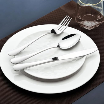 Silverware Set for 6, 30 Piece Heavy Duty Stainless Steel Flatware Utensils Cutlery Set Including Steak Knife Fork and Spoon, Dishwasher Safe, Gift Package for Wedding Housewarming