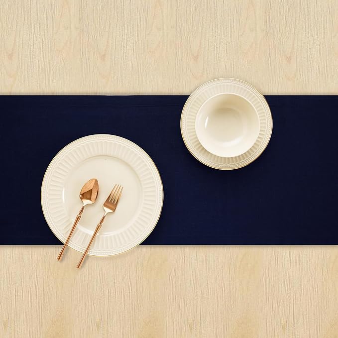Solino Home Linen Navy Blue Table Runner 72 Inches Long - 100% Pure Linen 14 x 72 Inch Table Runner for Dining, Fall, Autumn, Christmas, Holiday, Winter, New Year - Fete