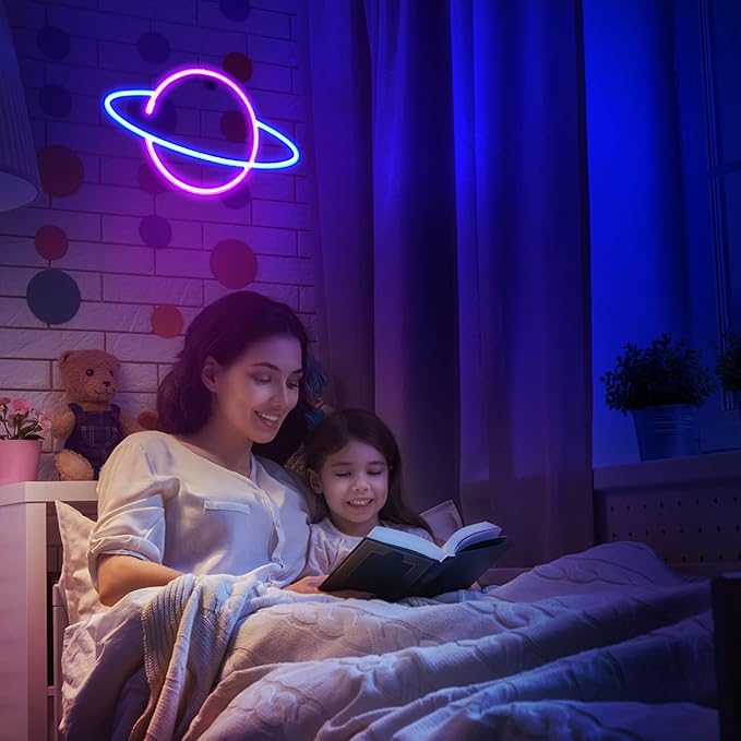 Neon Signs for Wall Decor, 3PCS LED Neon Lights for Bedroom,USB or Battery Powered Light Up Space Element Alien Planet Rocket for Kids,Teen Boys,Gaming Room,Bar,Birthday,Cool Decoration Aesthetic