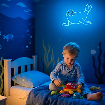 Seal Neon Sign, Dimmable Wall Decor Light. Birthday Party Decorations for Home, Patio, Garden, Bars, Restaurants, Hotels, Stores, Clubs, Gift for Friends Family and Kids