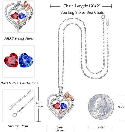 Iefil Christmas Gifts for Wife Women - 925 Sterling Silver Double Birthstone Necklace, Anniversary Birthday Gifts for Women, Jewelry Gift for Wife Girlfriend Mom Her