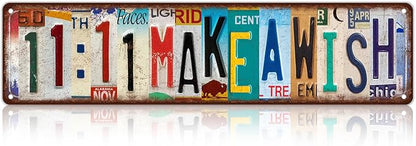 Vintage 11:11 Make A Wish Wall Decor Street Signs Home Bar Coffee Metal Tin Signs 16 x 4 Inches