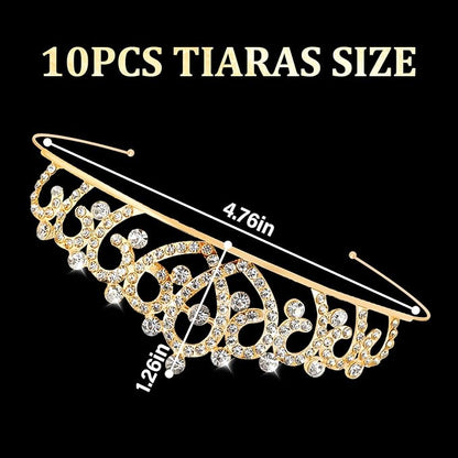 10 Pcs Gold Tiaras Crowns Headbands for Women Girls Princess Tiara Bulk Crown Rapunzel Crown for Wedding Birthday Crystal Tiara for Prom, Bride, Pageant, Halloween