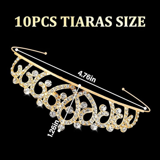10 Pcs Gold Tiaras Crowns Headbands for Women Girls Princess Tiara Bulk Crown Rapunzel Crown for Wedding Birthday Crystal Tiara for Prom, Bride, Pageant, Halloween