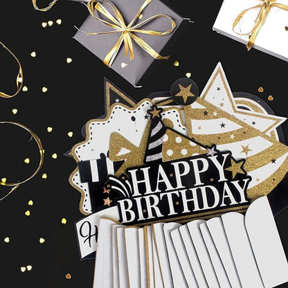 Happy 15th Birthday Decorations,15th Birthday Gold Glitter Shiny Stand Honeycomb Table Centerpieces - Cheers to Fifteen Years Old Birthday Party Photoprop Gift Sign.