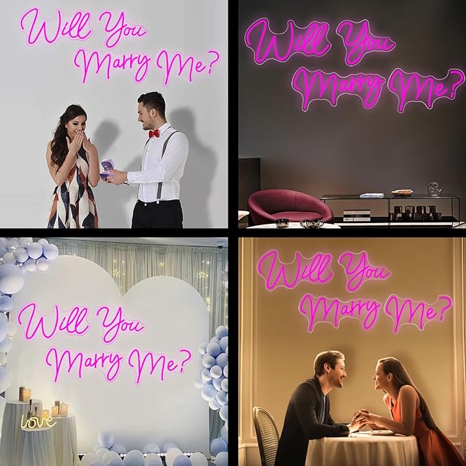 Super Large Will You Marry Me Neon Sign，80.1 inches Marry Me Sign Neon Light for Wedding Engagement Party Backdrop Wall Decor, Rose Red