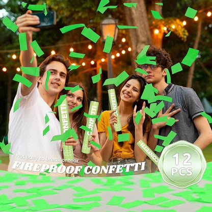 Confetti Cannon Green Biodegradable Confetti Poppers 12Pack Party Poppers Confetti Shooters Green Sticks for Wedding Graduation Engagement Anniversary Bridal Shower Valentines Day Birthday
