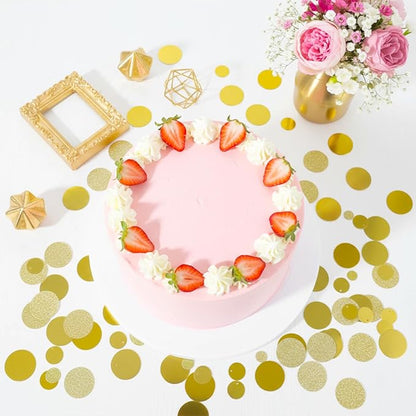 200 Pcs Gold Confetti, Circle Dots Glitter Confetti, 3 Sizes Gold Table Decorations, Metallic Paper Golds Table Confettis for Party, Wedding, Birthday and Event Decor