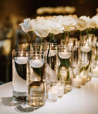 12 Pack Glass Cylinder Vases 10 Inch Tall Clear Flower Vase for Centerpieces, Hurricane Floating Candle Holder Wedding Decorations, Floral Vase Bulk for Table Shelf Party Home Deco (10 x 3.35 Inch)