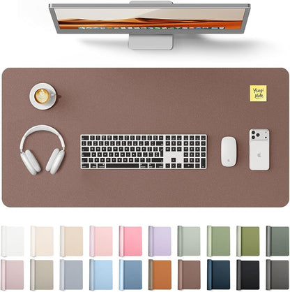 YSAGi Leather Desk Protector, Office Mat, Large Mouse Mat, Non-Slip PU Leather Blotter, Laptop Desk, Waterproof Writing Pad for Office and Home (Chocolate, 35.4" x 17")