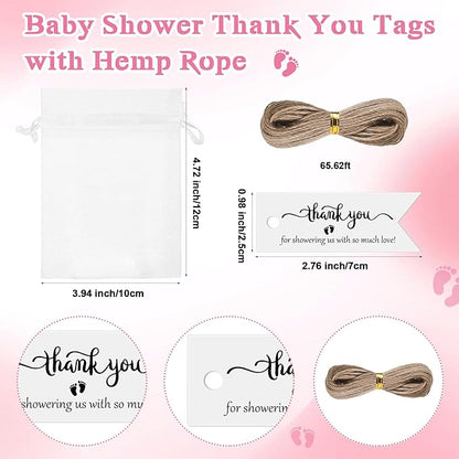 Vesici 25 Sets Baby Shower Party Favors Bottle Openers Keychains Stainless Steel Shot Thank You Tags Organza Bags Gender Reveal Favors for Guests Wedding Baby Shower Return Gift Girl Boy (Girl)