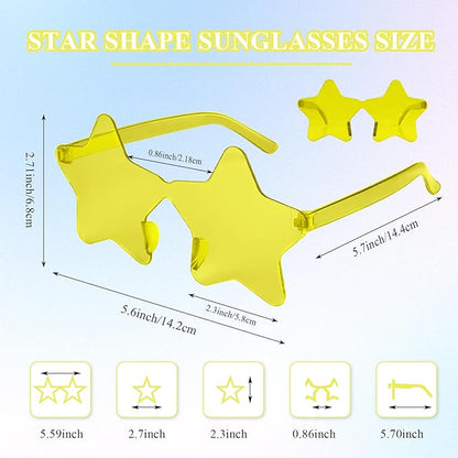 NACHLYNN 24 Pcs Rimless Star Shaped Sunglasses Yellow Pentagram Glasses Transparent Sunglasses Thanksgiving Day Party Favor