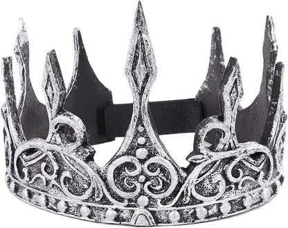 DothRayan Royal King Crown for Cosplay Prop Holiday Party, Halloween Costume Prom Party, Adjustable Royal Crown Prince Tiara