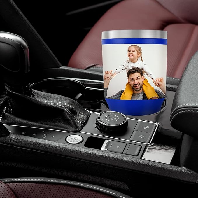 Personalized Coffee Tumbler with Pictures Text Name, Custom Photo Stainless Steel Coffee Tumbler, Coffee Travel Mug Cup 30 Oz, Custom Gifts for Father's Day Birthday Christmas for Dad, Mom, Friend