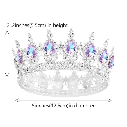 Queen Crown Rhinestone Wedding Crowns and Tiaras for Women Costume Party Hair Accessories Princess Birthday Crown Crystal Bridal Crown (Silver Crown-Violet)